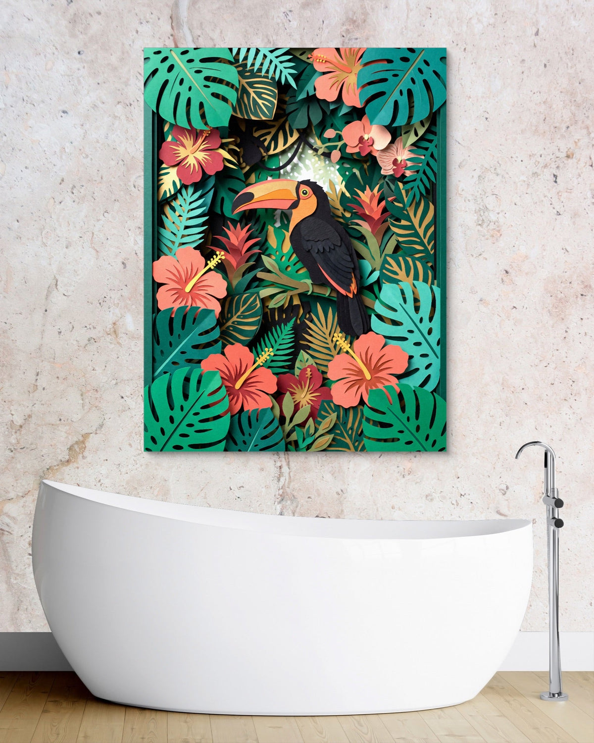 Toucan Tropical Papercut - Luxury Wall Art