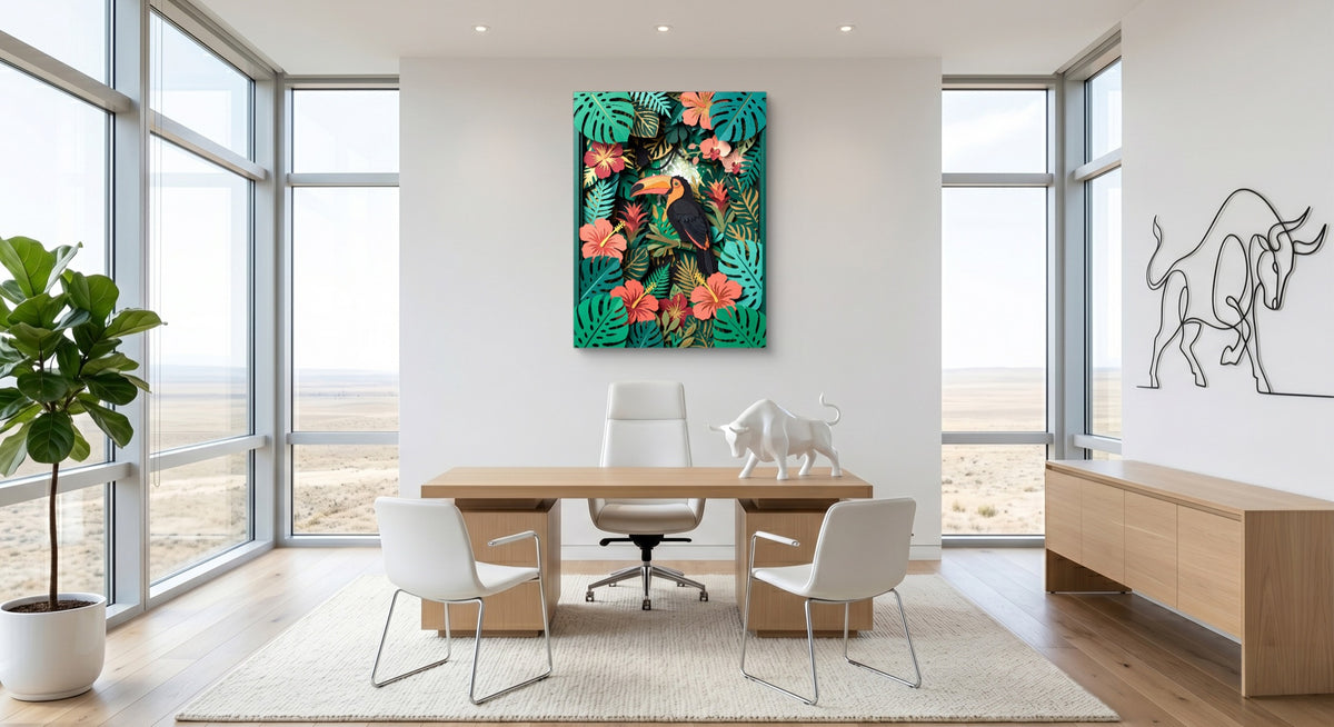 Toucan Tropical Papercut — toucan tropical papercut office space with furniture 1port flush print