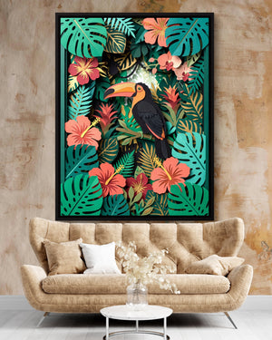 Toucan Tropical Papercut — toucan tropical papercut psd clay beige nice couch 1port framed black