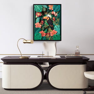 Toucan Tropical Papercut — toucan tropical papercut sq luxury office desk 1port framed black