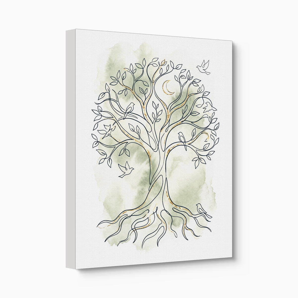 Tree Birds Moonlight — tree birds moonlight angled flush print