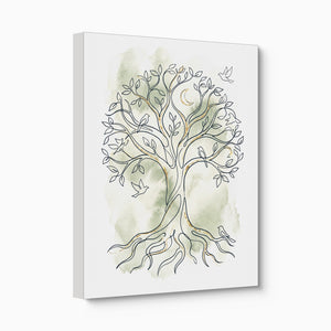 Tree Birds Moonlight — tree birds moonlight angled flush print
