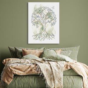 Tree Birds Moonlight — tree birds moonlight sq green bedroom 1port flush print