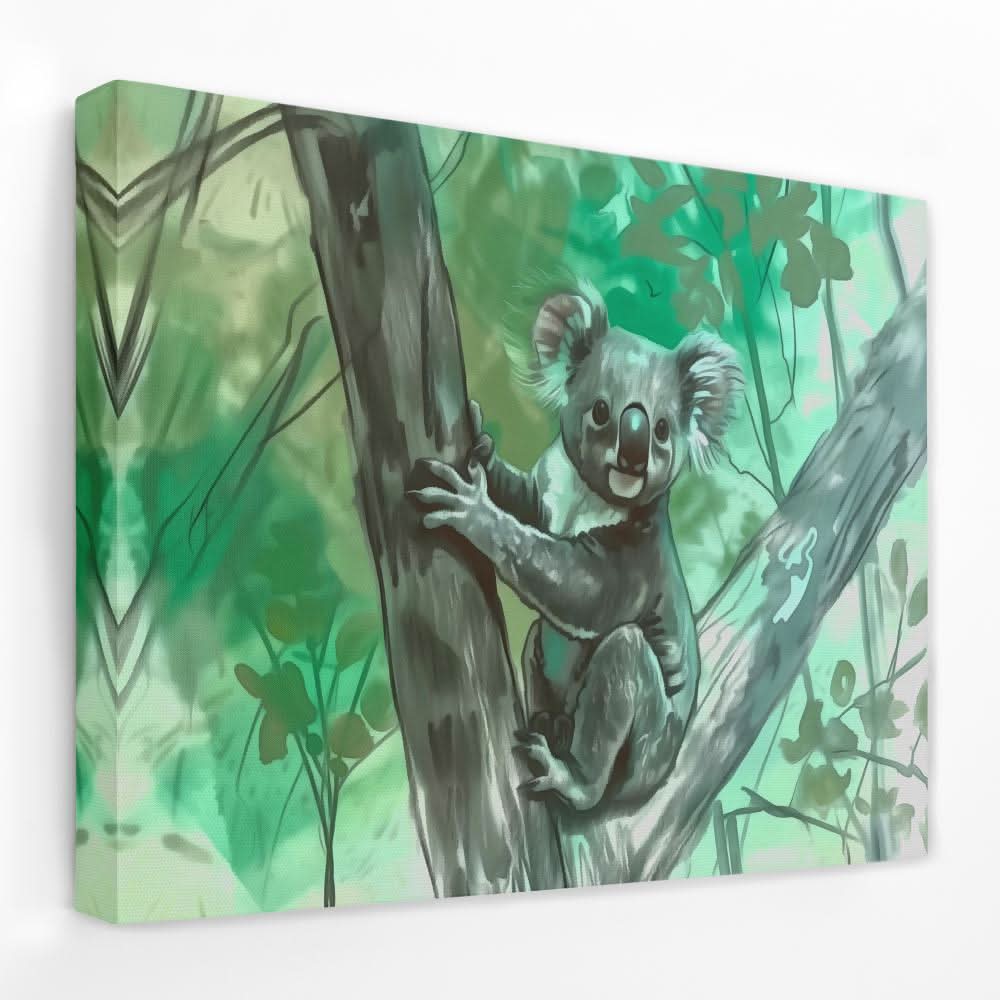 Tree Climbing Koala - Animals Canvas Wall Art