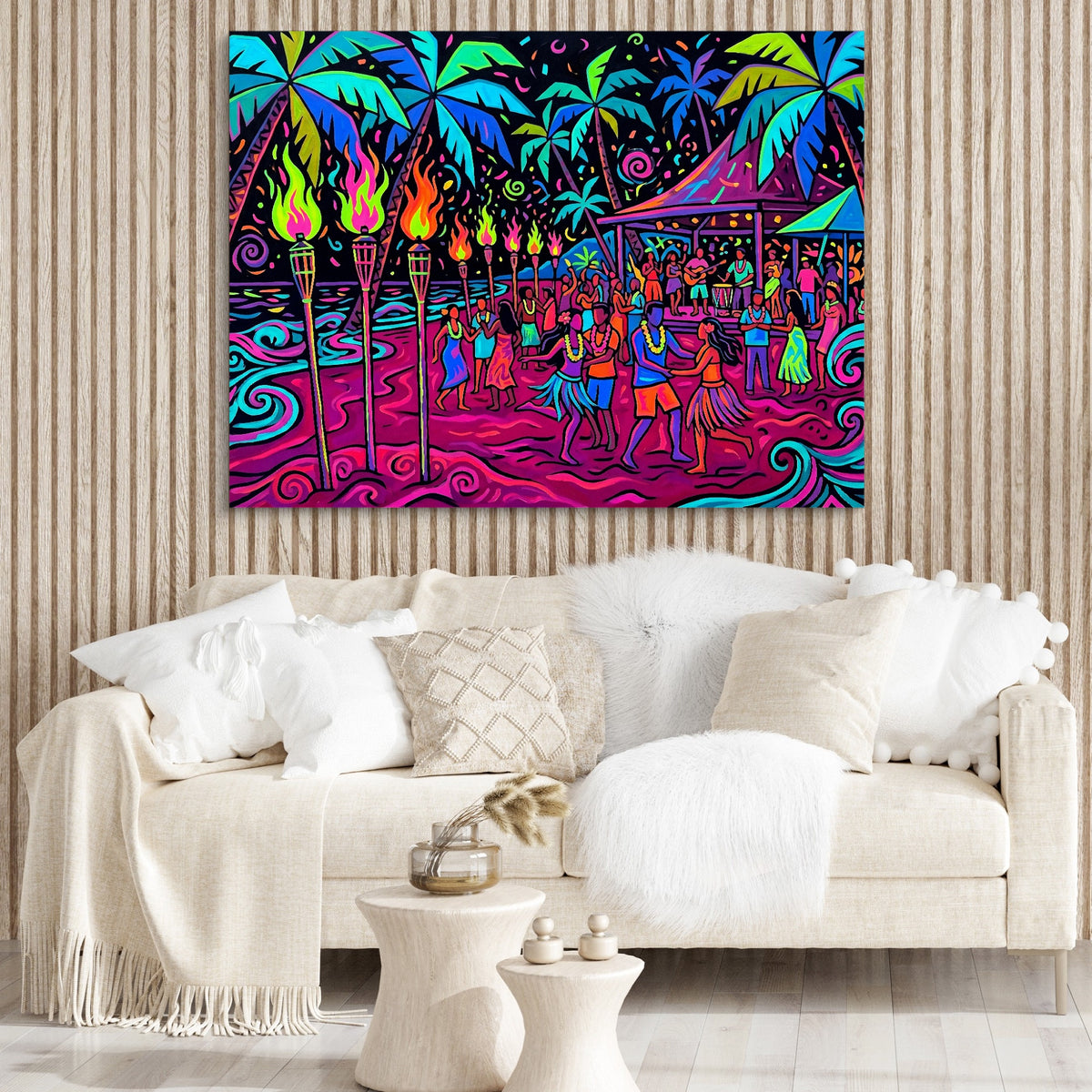 Tropical Festival Neon — tropical festival neon sq boujie couch 1land flush print