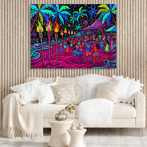 Tropical Festival Neon — tropical festival neon sq boujie couch 1land flush print