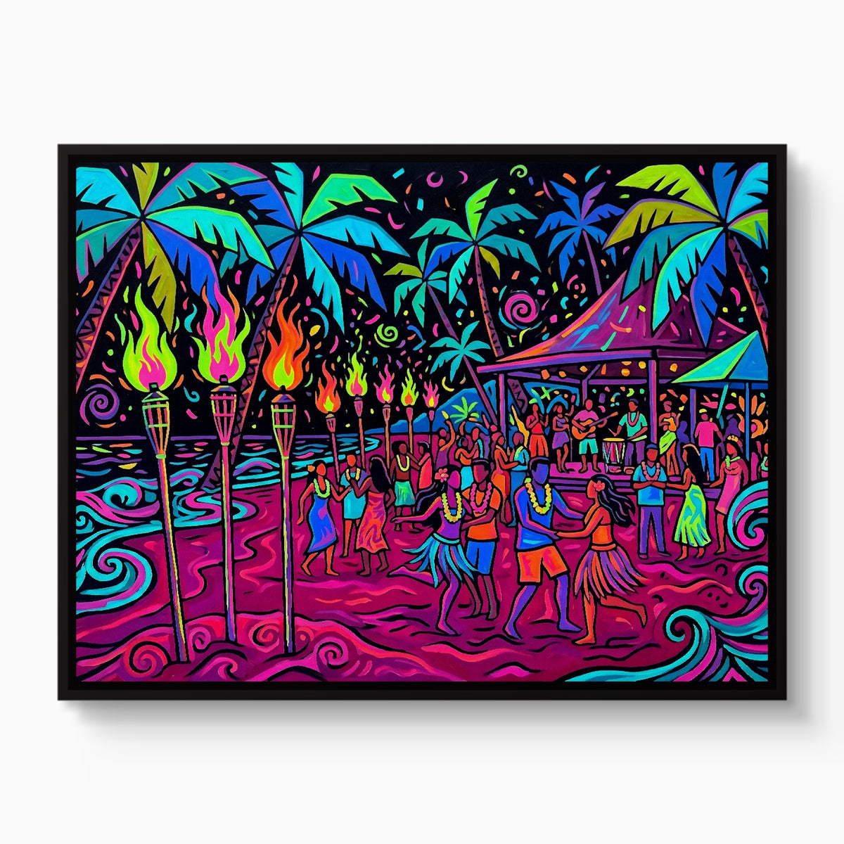 Tropical Festival Neon — tropical festival neon white studio framed black