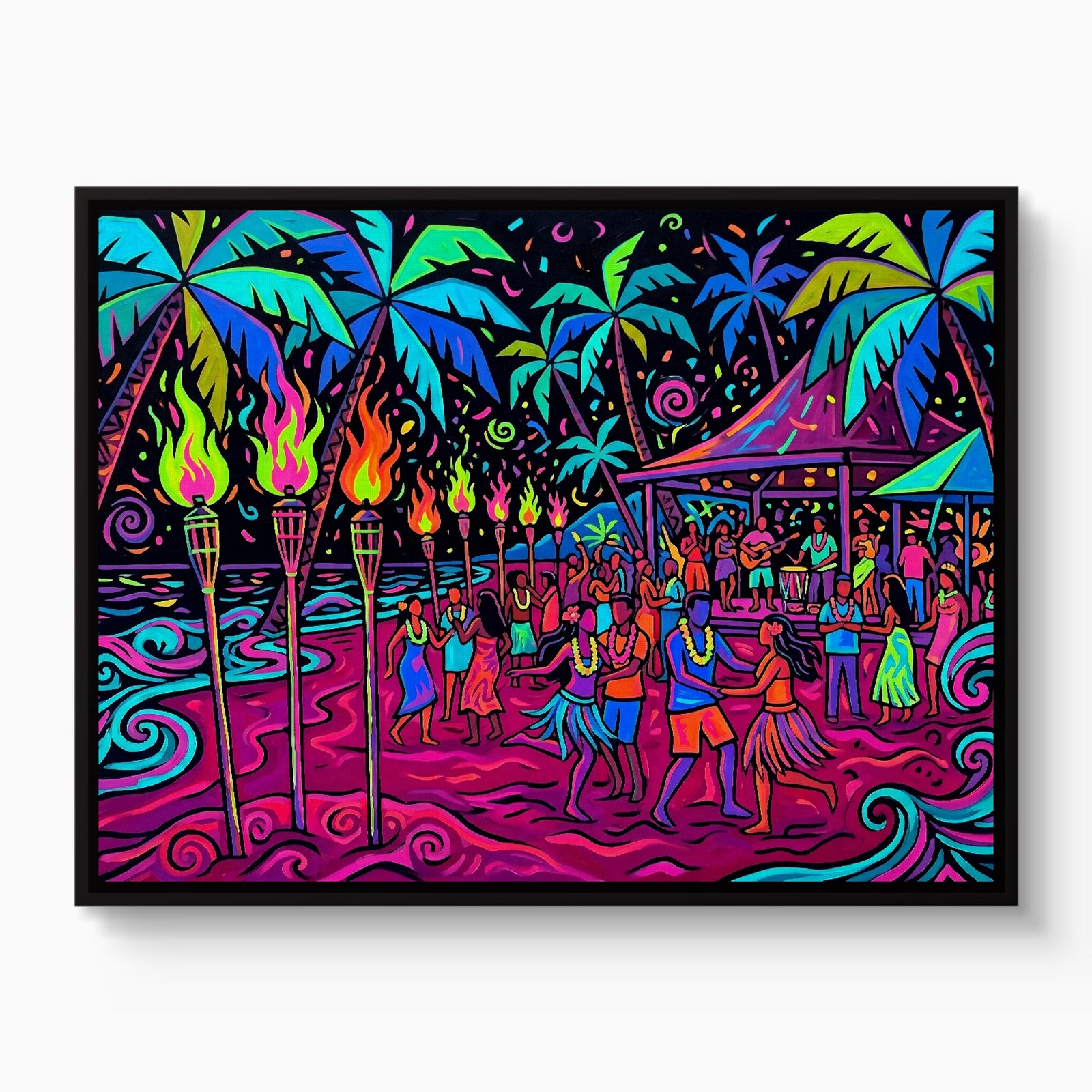 Tropical Festival Neon — tropical festival neon white studio framed black