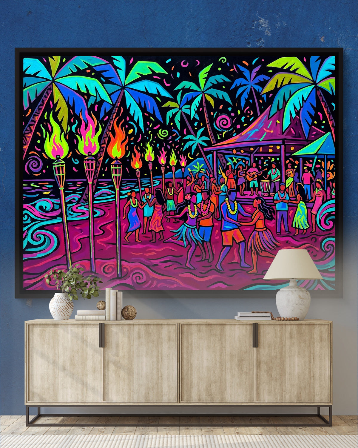 Tropical Festival Neon — tropical festival neon psd royal blue console 1land framed black