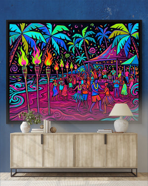 Tropical Festival Neon — tropical festival neon psd royal blue console 1land framed black