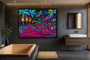 Tropical Festival Neon — tropical festival neon small bathroom interior 1land framed black