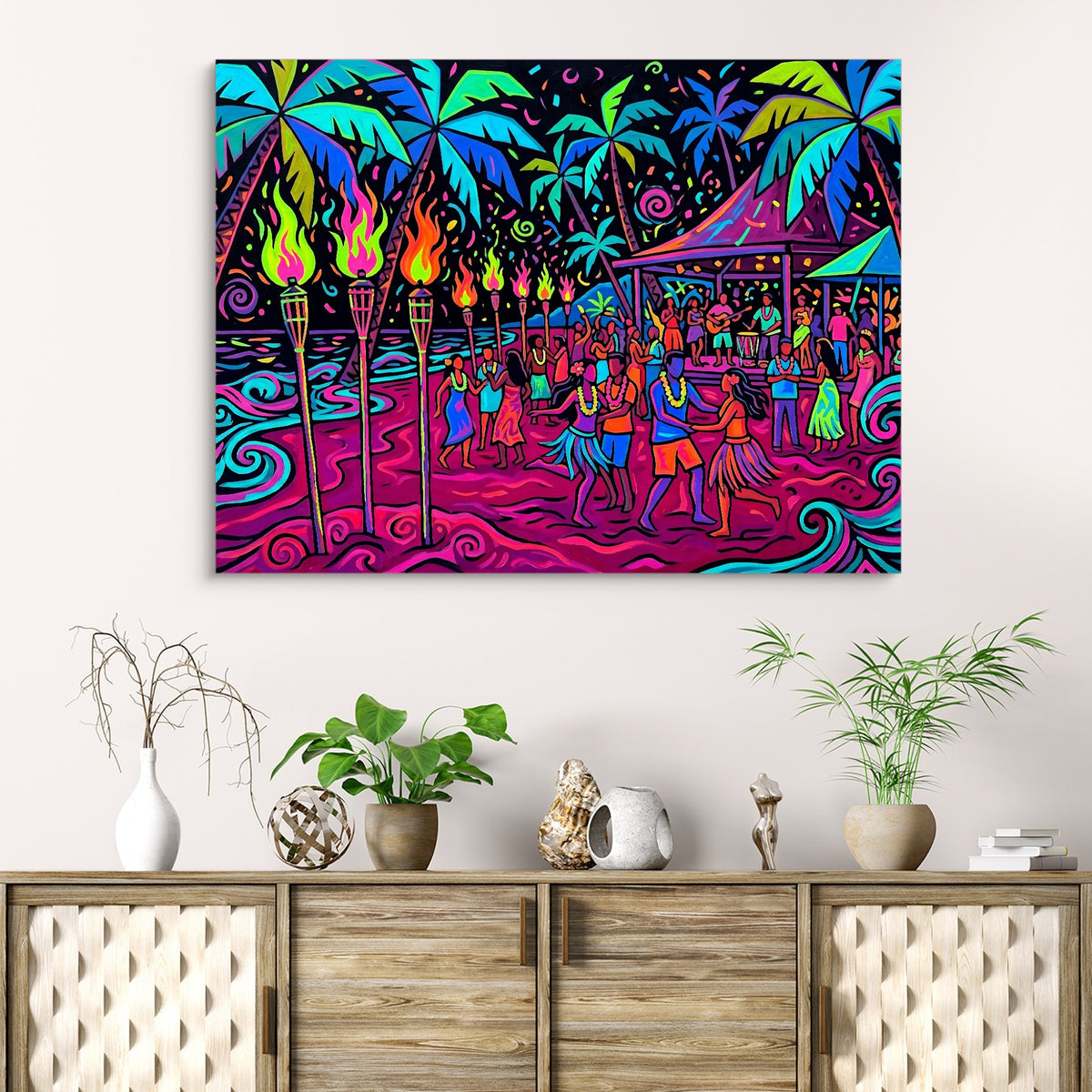 Tropical Festival Neon — tropical festival neon sq beach cabinet 1land flush print