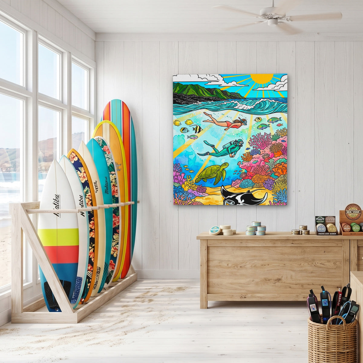 Tropical Reef Scene — Tropical Reef Scene Surfshop Port 71