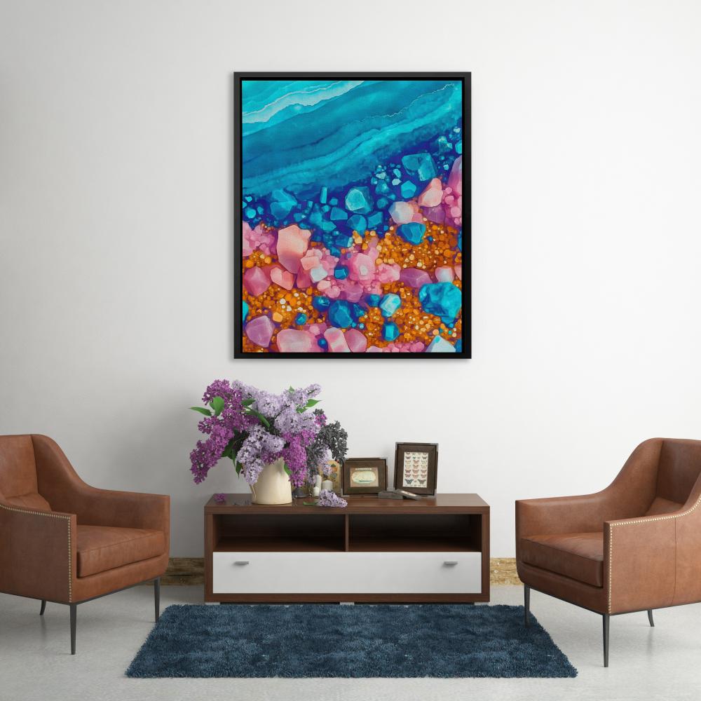 Turquoise Pink Coast - Luxury Wall Art