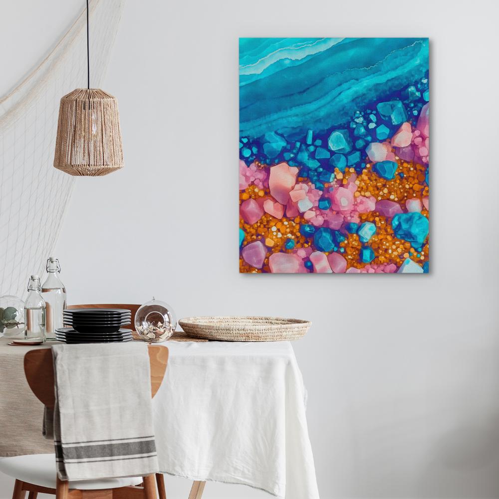 Turquoise Pink Coast - Luxury Wall Art