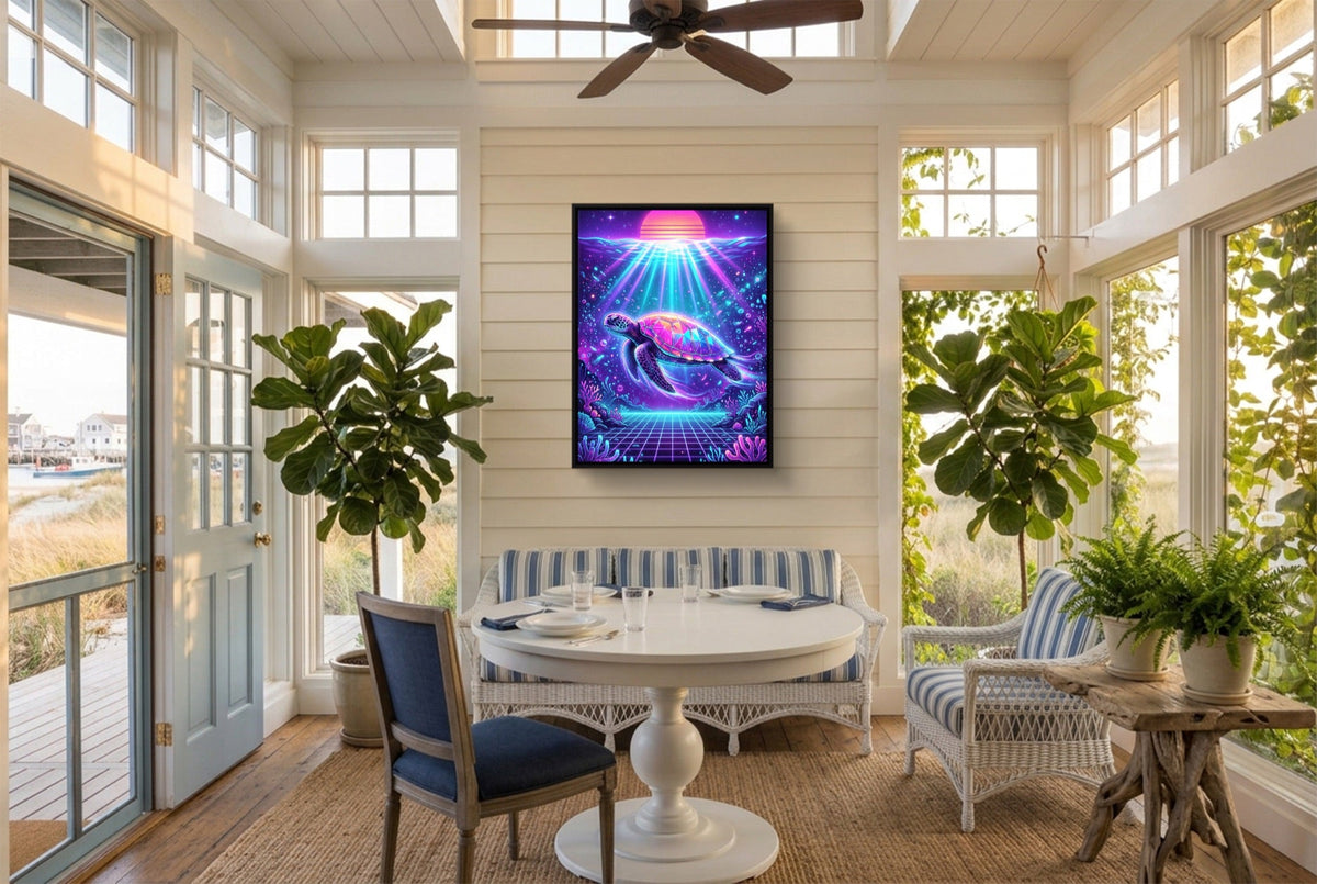 Turtle Neon Horizon - Luxury Wall Art