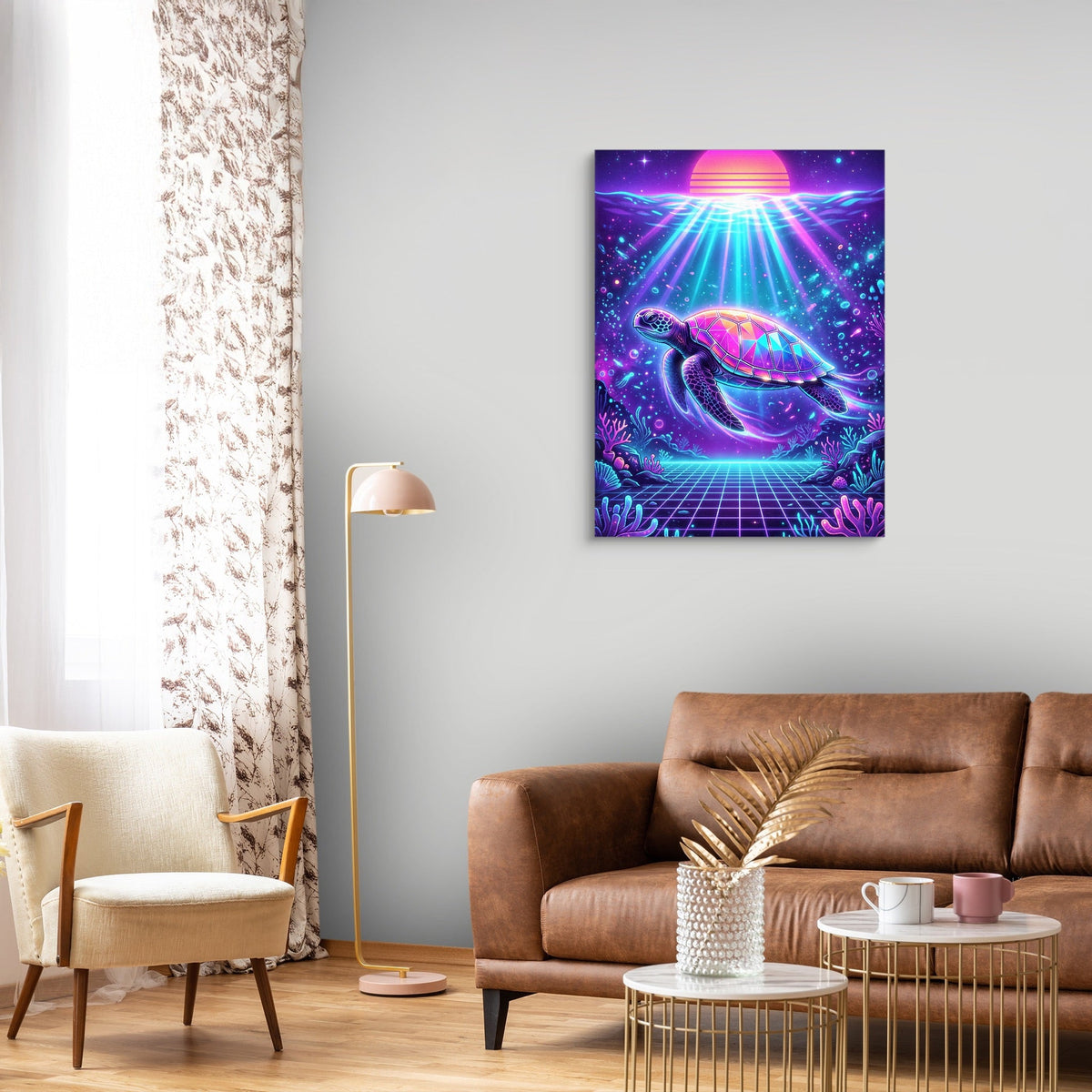 Turtle Neon Horizon - Luxury Wall Art