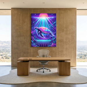 Turtle Neon Horizon - Luxury Wall Art