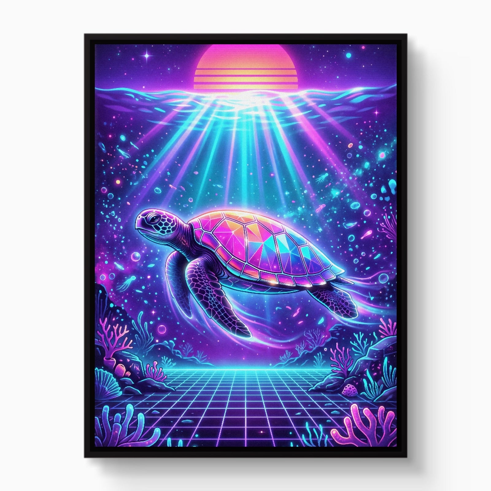 Turtle Neon Horizon - Luxury Wall Art
