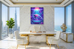 Turtle Neon Horizon — turtle neon horizon office with city view 2 1port flush print