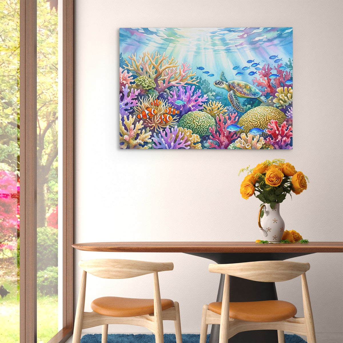 Turtle Sunlit Waters — Turtle Sunlit Waters Floral Dining Room   Landscape 108