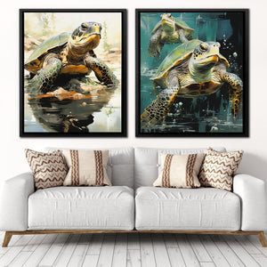 Turtles Swimming (2) Set - Luxury Wall Art