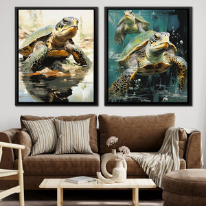 Turtles Swimming (2) Set - Luxury Wall Art