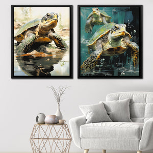 Turtles Swimming (2) Set - Luxury Wall Art