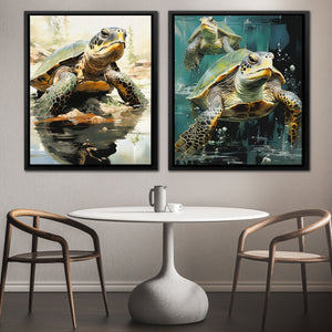 Turtles Swimming (2) Set - Luxury Wall Art