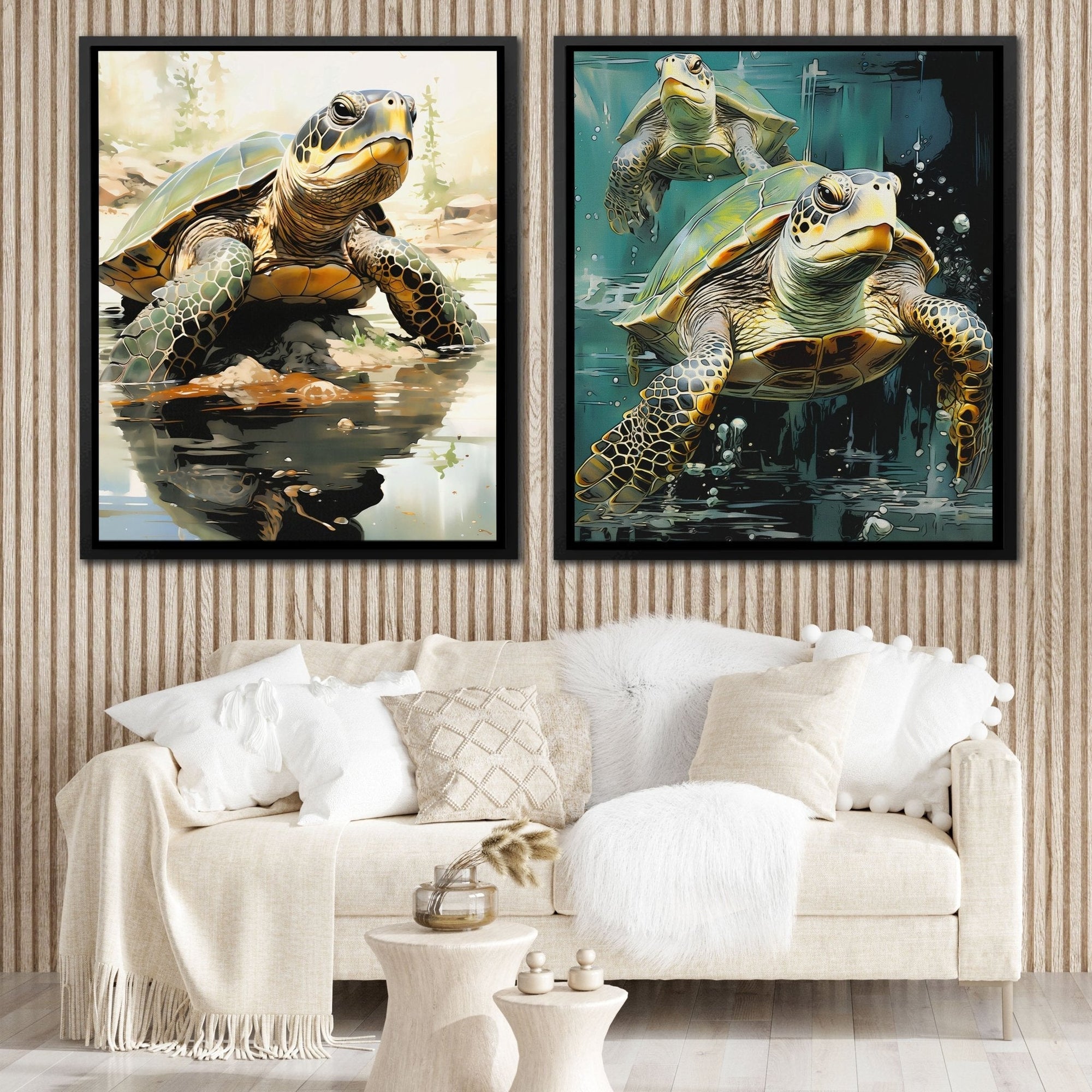 Turtles Swimming (2) Set - Luxury Wall Art