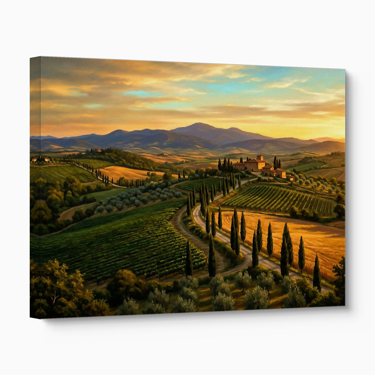 Tuscan Countryside Golden — tuscan countryside golden angled flush print
