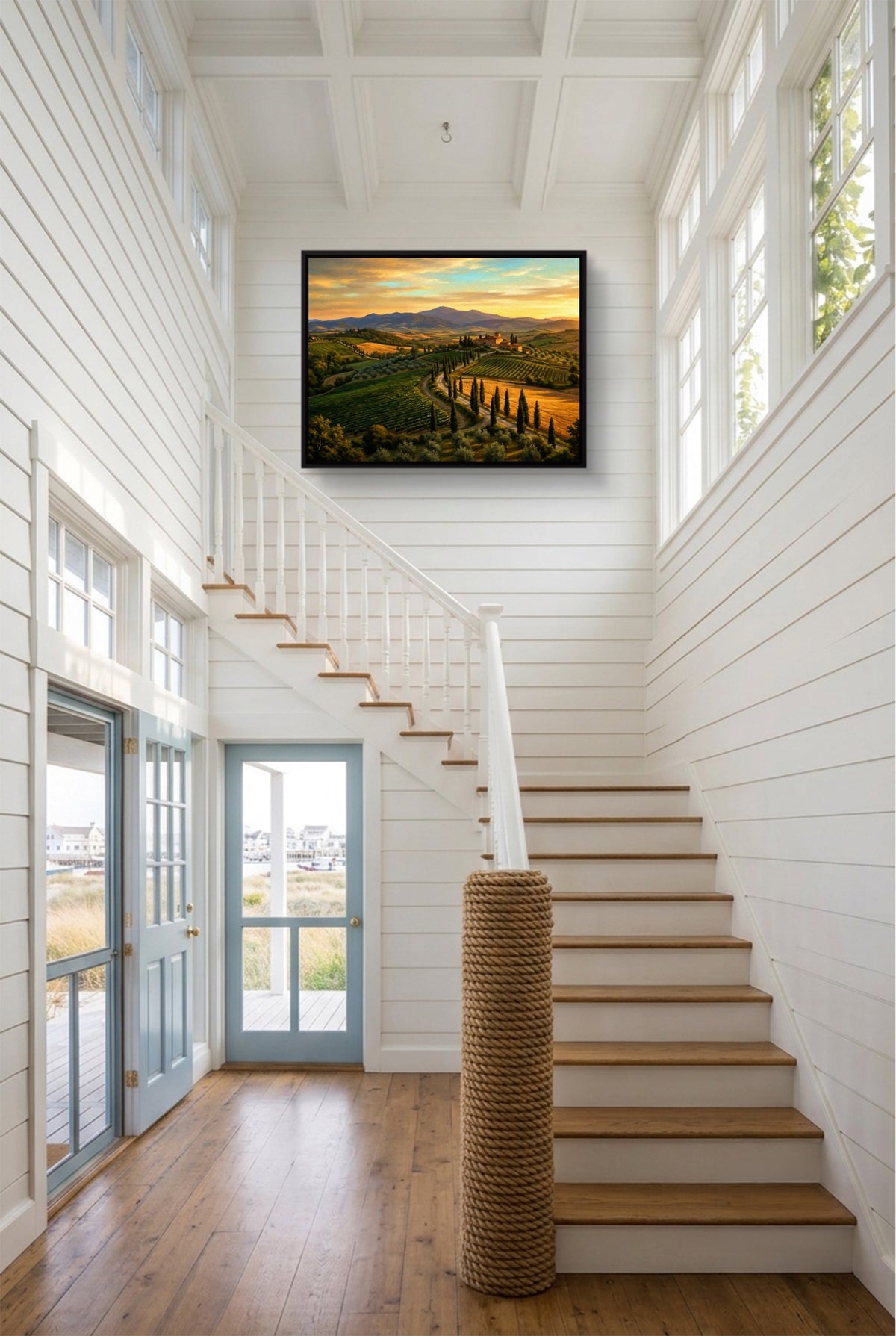 Tuscan Countryside Golden — tuscan countryside golden p interior staircase with windows 1land framed black