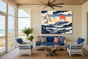Ukiyo Fuji Cranes - Luxury Wall Art