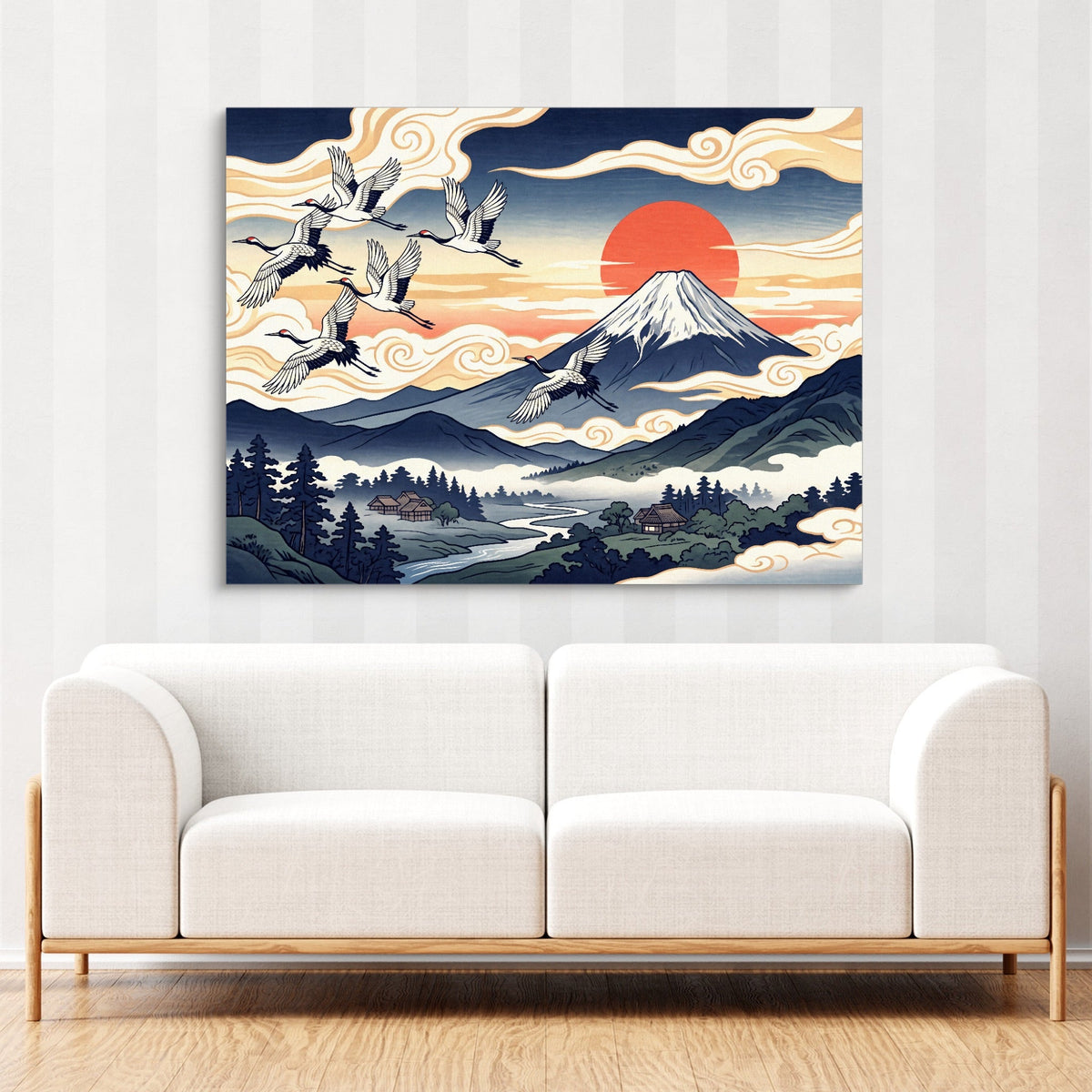 Ukiyo Fuji Cranes - Luxury Wall Art