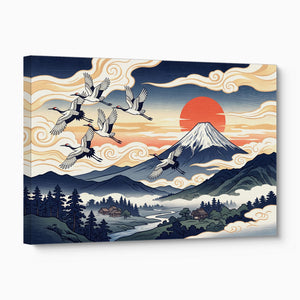 Ukiyo Fuji Cranes - Luxury Wall Art