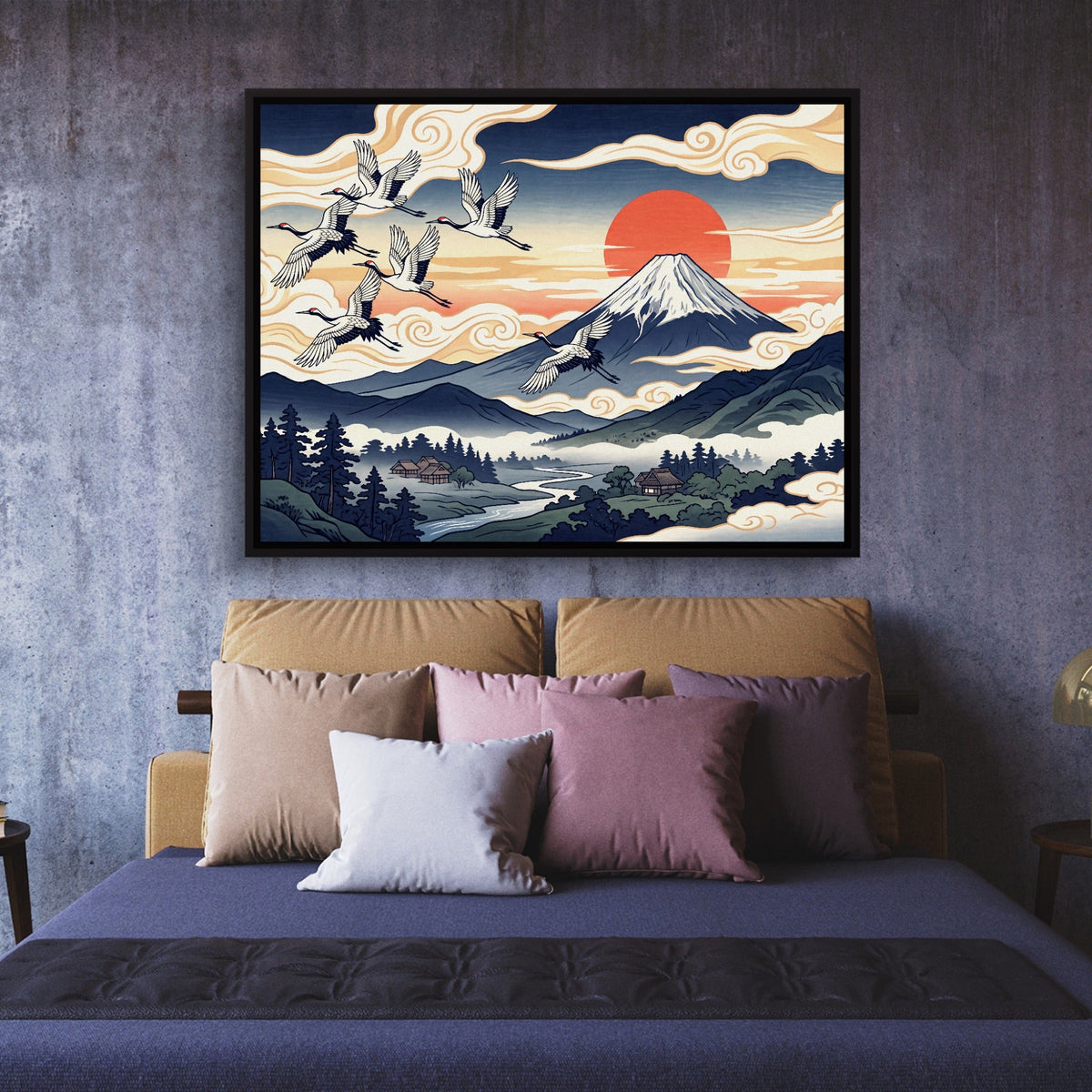 Ukiyo Fuji Cranes - Luxury Wall Art