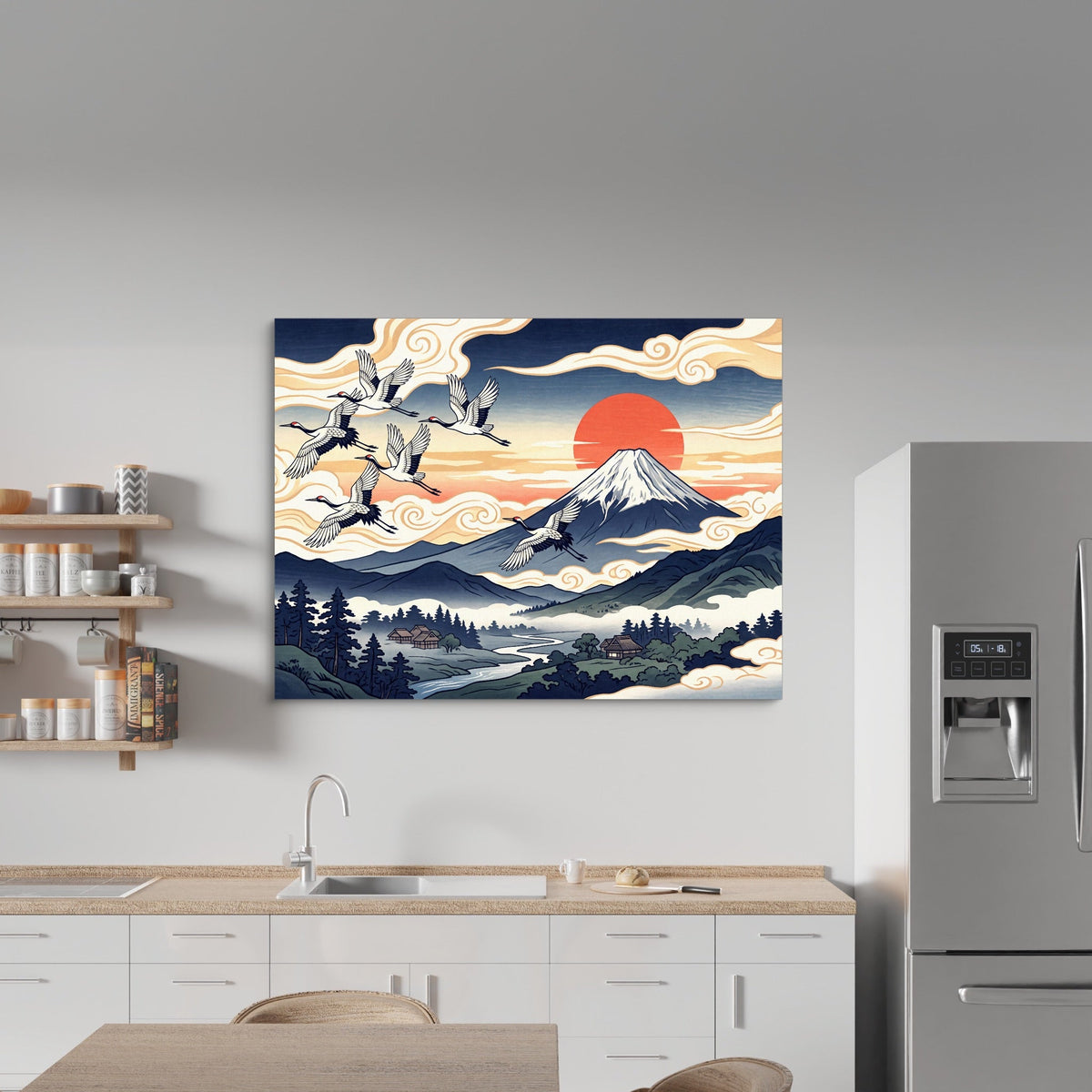 Ukiyo Fuji Cranes - Luxury Wall Art