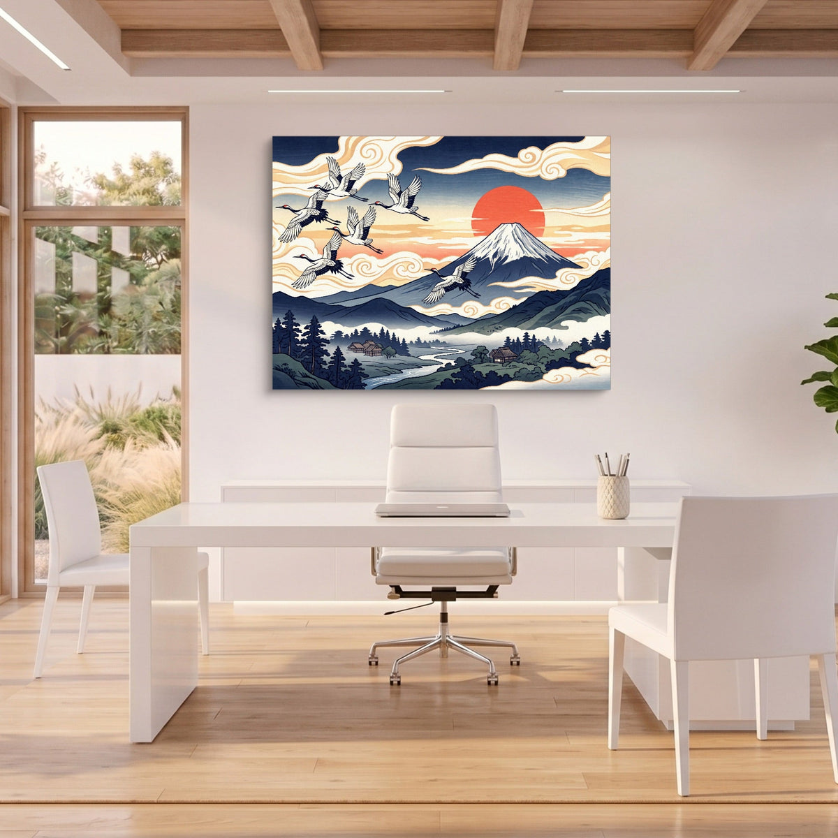 Ukiyo Fuji Cranes - Luxury Wall Art