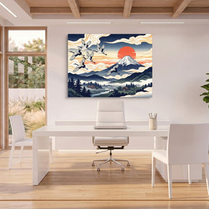 Ukiyo Fuji Cranes - Luxury Wall Art