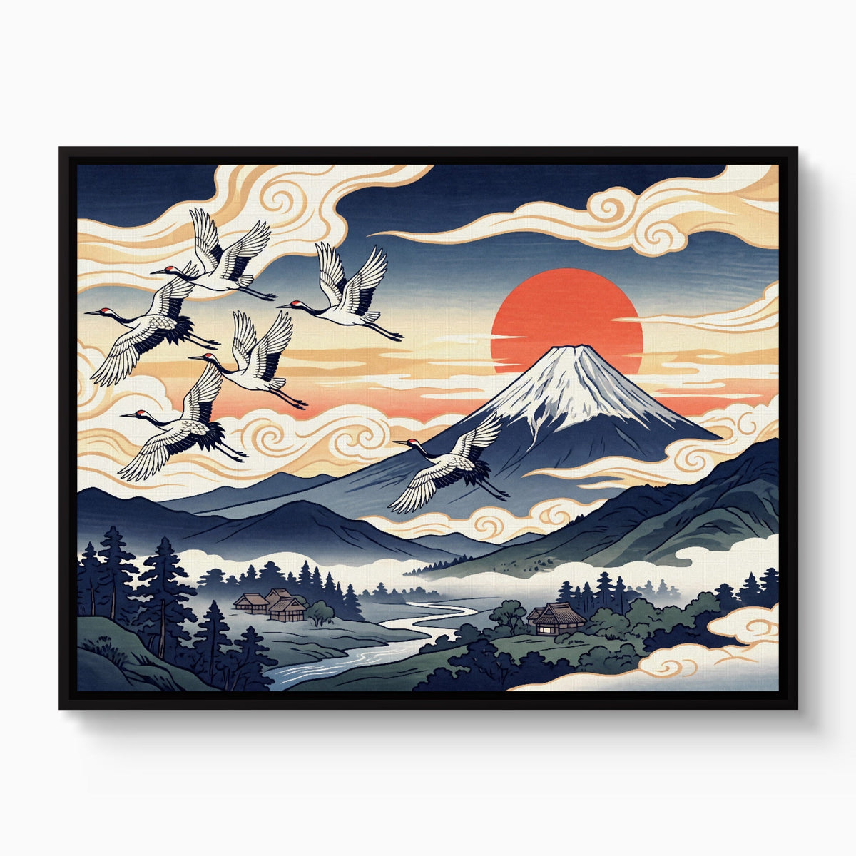 Ukiyo Fuji Cranes - Luxury Wall Art