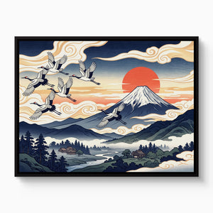 Ukiyo Fuji Cranes - Luxury Wall Art