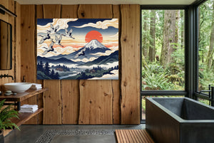 Ukiyo Fuji Cranes - Luxury Wall Art