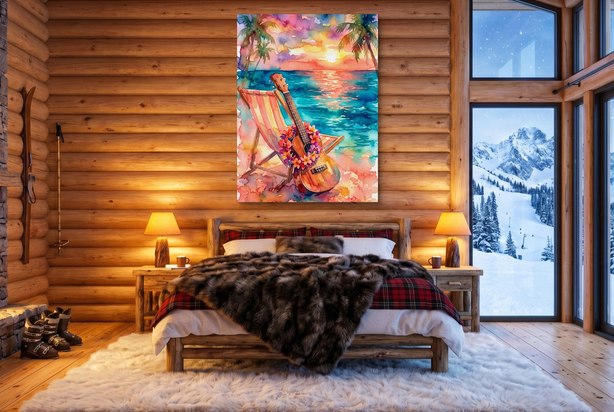 Ukulele Beach Sunset — ukulele beach sunset bedroom with fireplace 1port flush print