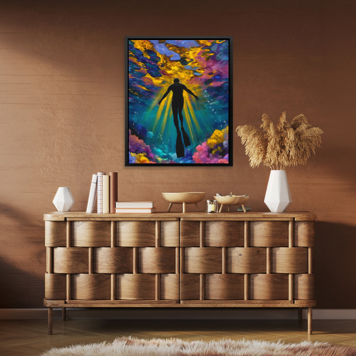 Underwater Golden Ascension - Luxury Wall Art