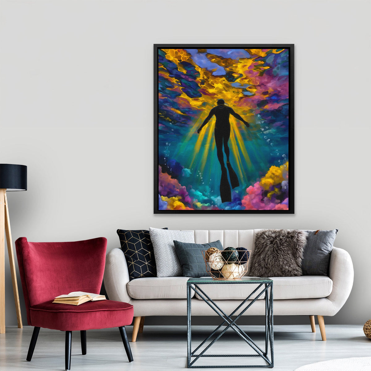 Underwater Golden Ascension - Luxury Wall Art
