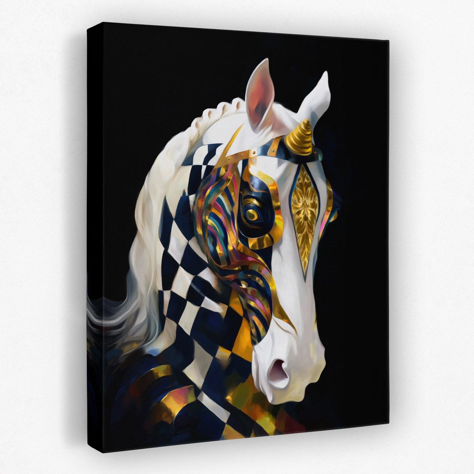Unicorn's Gilded Geometry - Luxury Wall Art