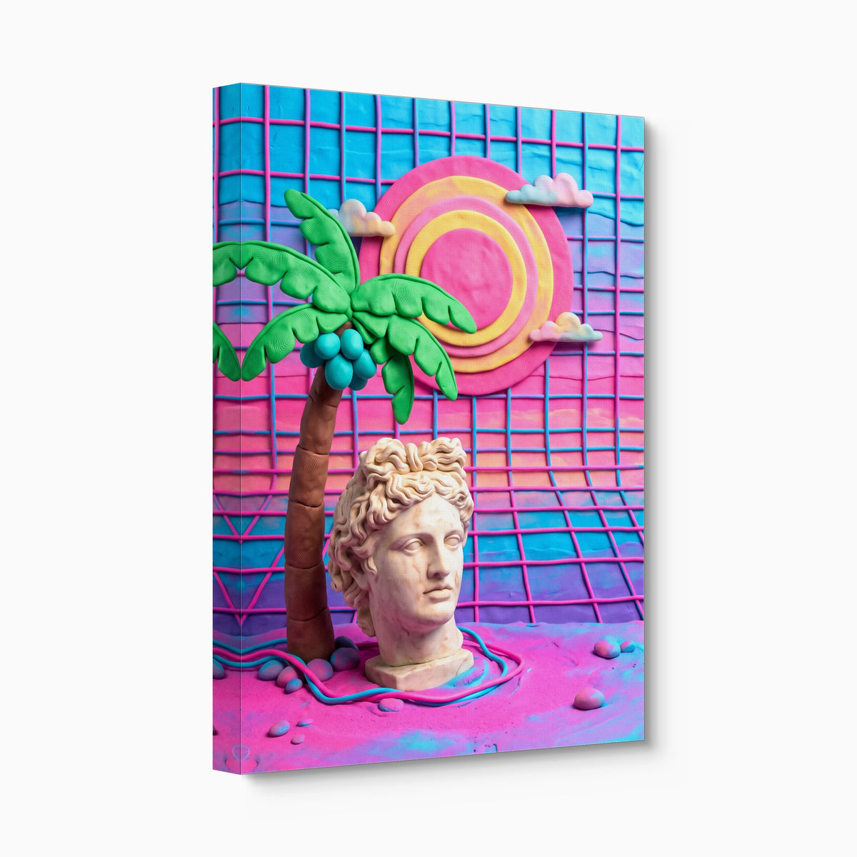 Vaporwave Deity — vaporwave deity angled flush print