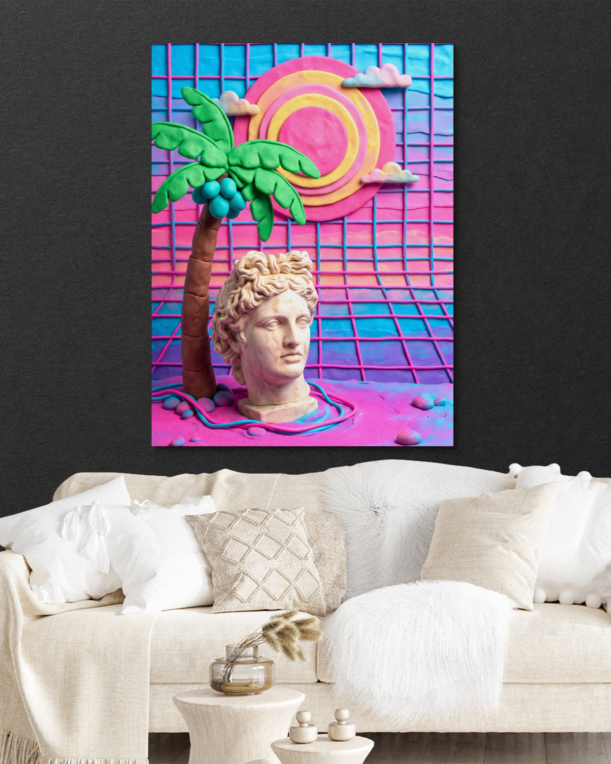 Vaporwave Deity — vaporwave deity psd black wall white couch 1port flush print