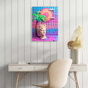 Vaporwave Deity — vaporwave deity sq white table 1port flush print