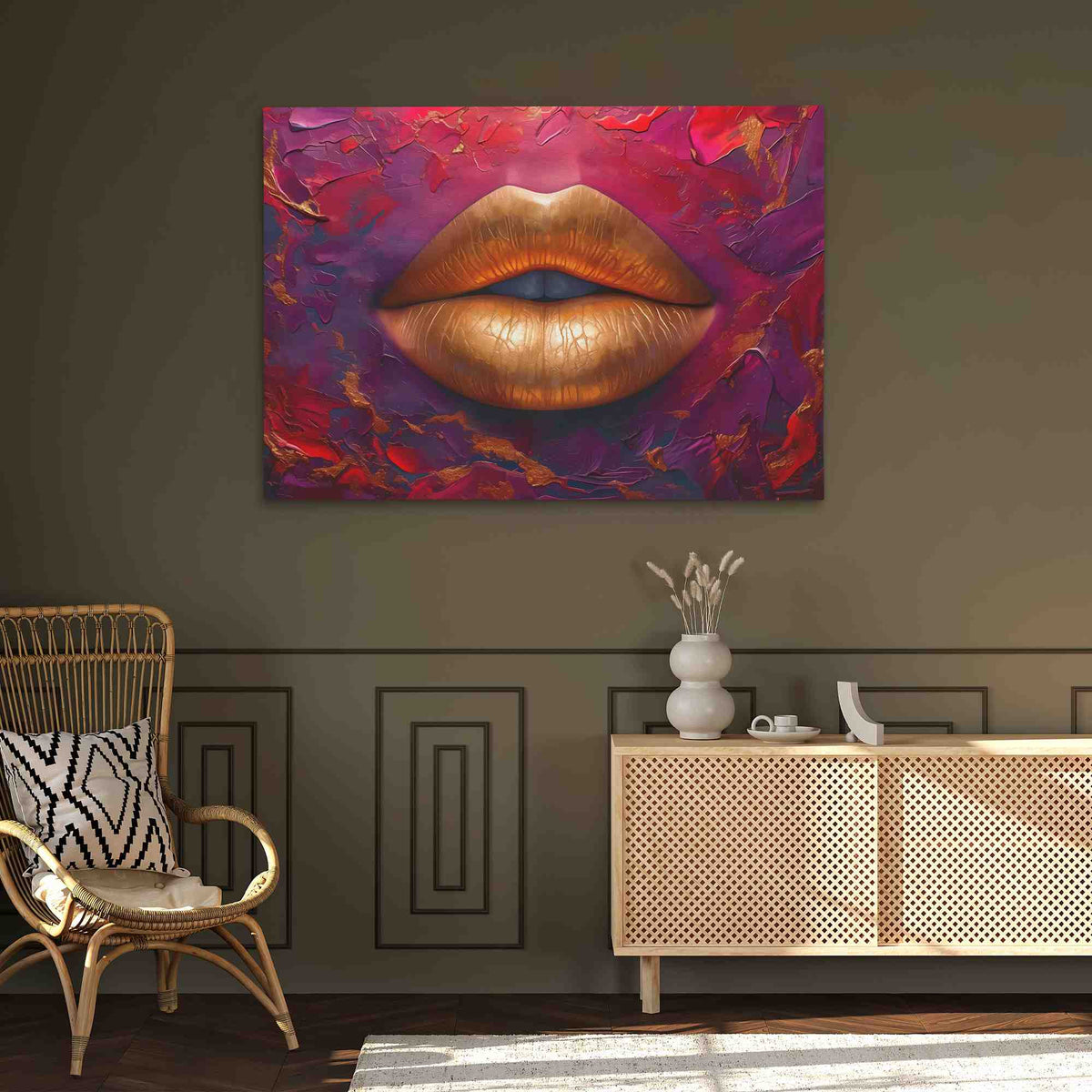 Velvet Gold Lips - Luxury Wall Art